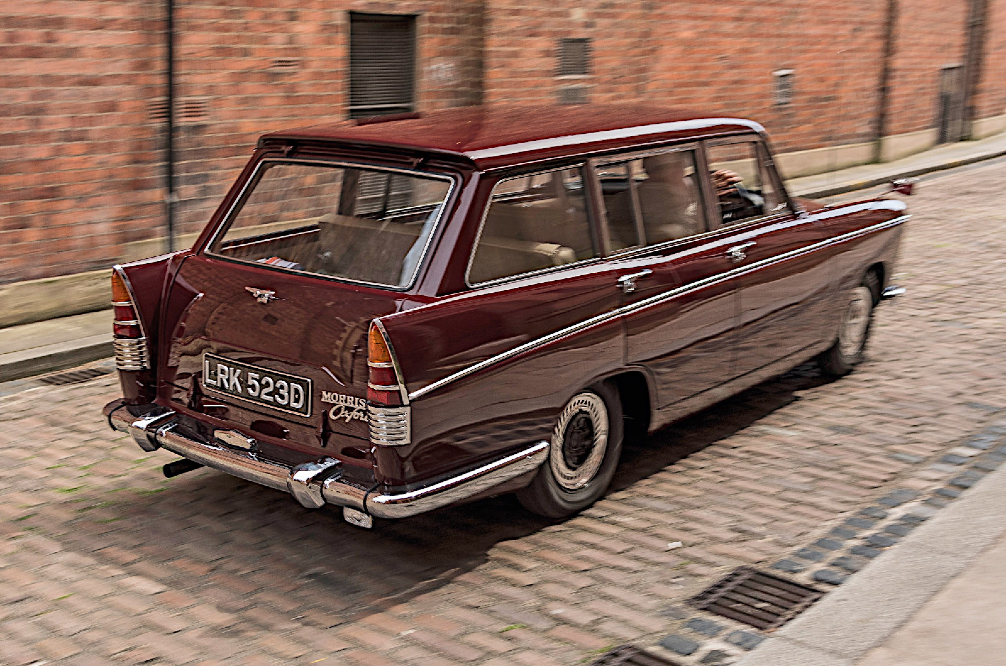 <p>BMC Farina is an umbrella term for a series of mid-sized sedans and station wagons marketed by the related Austin, MG, Morris, Riley and Wolseley marques (Morris Oxford Traveller pictured).</p>  <p>Although there were detail styling differences, the bodies were all the same, and were designed by Pininfarina.</p>  <p>Pininfarina, of course, is Italian rather than American, but the US trend for tailfins had become well established in Europe by now, and these cars all had them.</p>  <p>That trend soon faded, and after a redesign in 1961 the fins on the BMC cars were considerably smaller.</p>