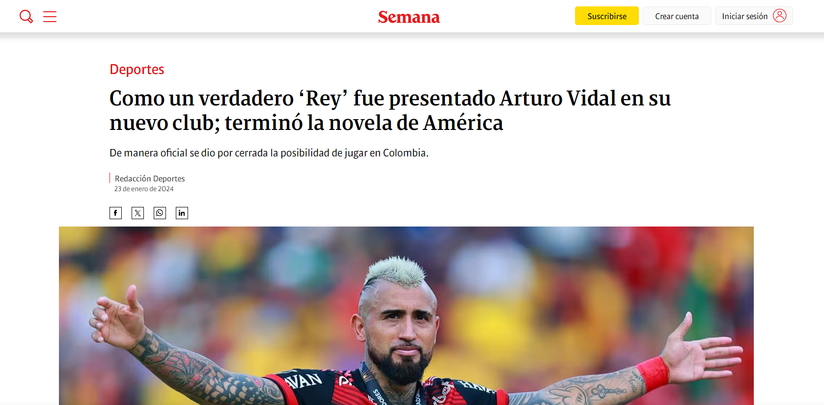 así reaccionó la prensa colombiana al retorno de arturo vidal a colo colo