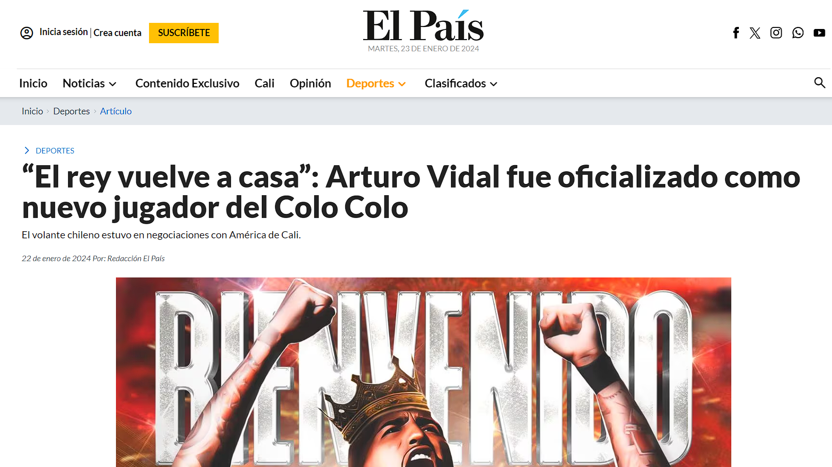 así reaccionó la prensa colombiana al retorno de arturo vidal a colo colo