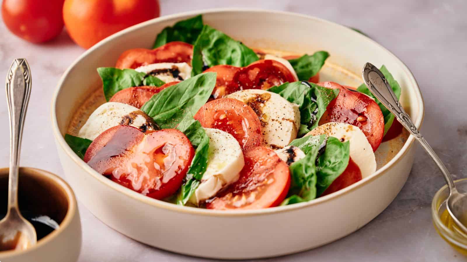 <p>Experience an Italian summer with the Easy Caprese Salad. Ripe tomatoes, fresh mozzarella, and fragrant basil are all you need. Each mouthful is a burst of Italian summer offering the perfect balance between ripe, juicy tomatoes and fresh mozzarella.<br><strong>Get the Recipe: </strong><a href="https://www.splashoftaste.com/caprese-salad/?utm_source=msn&utm_medium=page&utm_campaign=msn">Easy Caprese Salad</a></p>