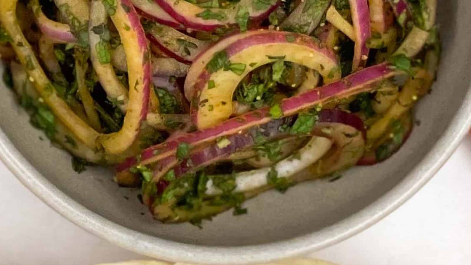 <p>Indian Onion Salad is nothing but simplicity at its finest. Think of crunchy onions and cucumber tossed in a tangy dressing, offering an explosion of flavors with each bite. This salad is versatile enough to fit into any meal, whether a traditional Indian spread or barbecue night.<br><strong>Get the Recipe: </strong><a href="https://www.splashoftaste.com/onion-salad/?utm_source=msn&utm_medium=page&utm_campaign=msn">Indian Onion Salad</a></p>