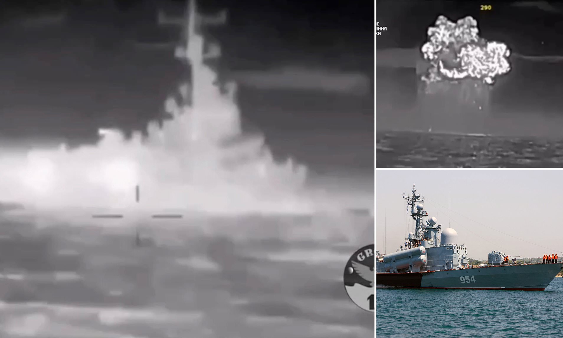 Moment Ukrainian Kamikaze Drone 'sinks £55million Russian Warship Off ...