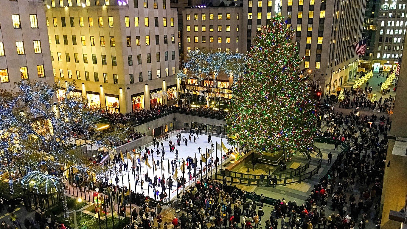 <ul> <li><strong>Location:</strong> New York, New York</li> </ul> <p>Rockefeller Center is about ten minutes from Times Square. It is a popular tourist destination in NYC, but never more so than during the Christmas season.</p> <p>Each year, the Christmas Tree at Rockefeller Center is adorned with over 50,000 lights. You may remember it from the scene where Kevin is reunited with his mom in "Home Alone 2: Lost in New York."</p> <p>Massive crowds flock to Rockefeller Center to see the tree and the ice skating rink each Christmas. One traveler noted that, with so many people in this space, "​​it's easy to get pushed around and have a miserable time."</p> <p>Agree with this? Hit the Thumbs Up button above. Disagree? Let us know in the comments with what you'd change.</p>