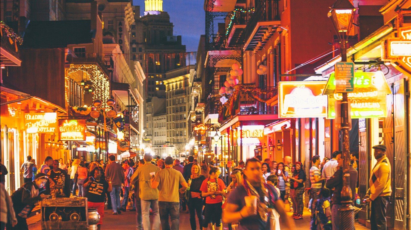 <ul> <li><strong>Location:</strong> New Orleans, Louisiana</li> </ul> <p>The locals in New Orleans rarely visit Bourbon Street (unless they work there). This busy strip in New Orleans is filled with party-going tourists.</p> <p>If you are determined to visit Bourbon Street, consider going during the day. After the sun sets, the street is often jam-packed with rowdy drunken tourists. One reviewer said Bourbon Street is, "filthy, smells like pee, there's gross beer everywhere, and broken glass all over the ground."</p> <p>If you are seeking libations in the Big Easy, there are better places to go than Bourbon Street. Reviewers noted that Bourbon Street bars are often overpriced and deliver mid-level quality, at best. The jazz bars on Frenchman Street offer a much better experience according to numerous reviews.</p> <p>However, if you're heading to New Orleans and you want to see the city at its rowdiest and most debaucherous, then Bourbon Street is what you're looking for.</p> <p>Agree with this? Hit the Thumbs Up button above. Disagree? Let us know in the comments with what you'd change.</p>