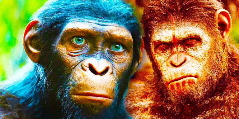  Noa from Kingdom of the Planet of the Apes and Caesar from War for the Planet of the Apes