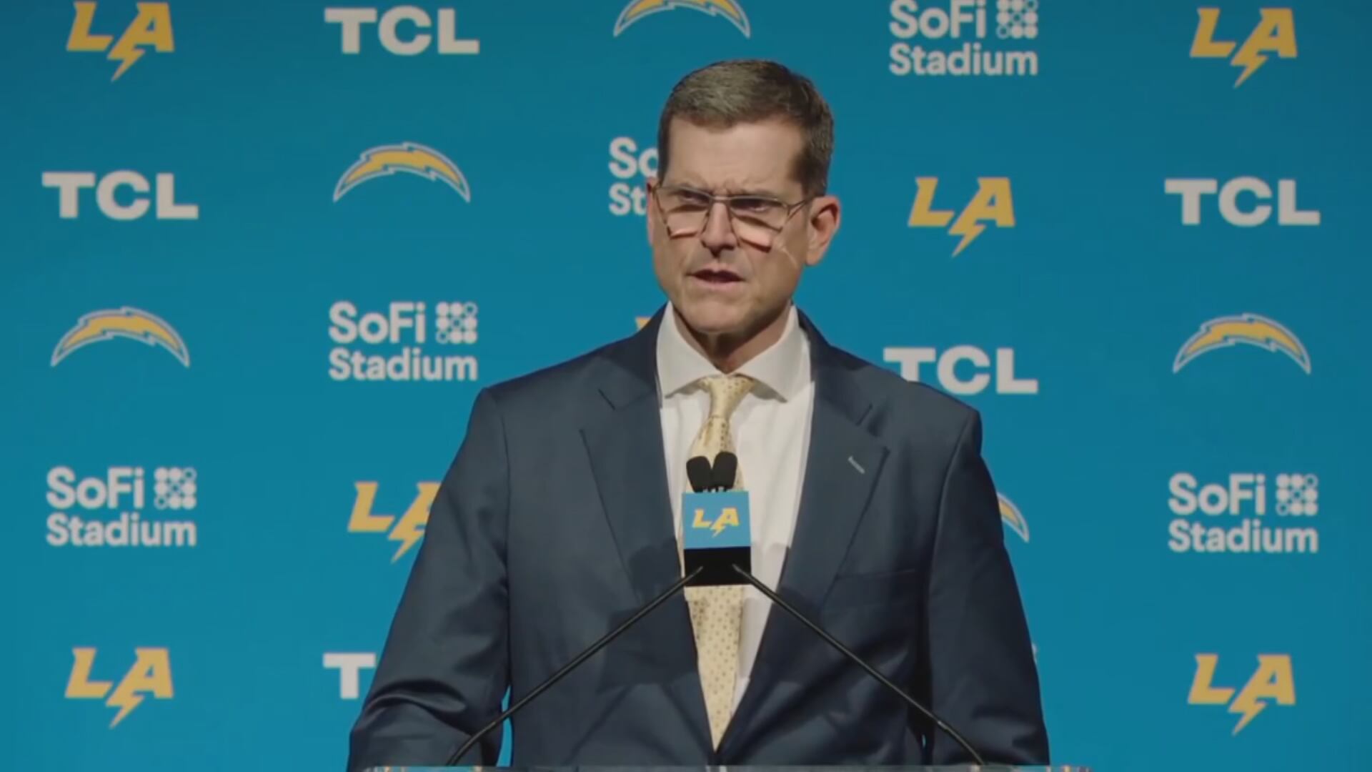 Jim Harbaugh Officially Introduced As LA Chargers’ Head Coach