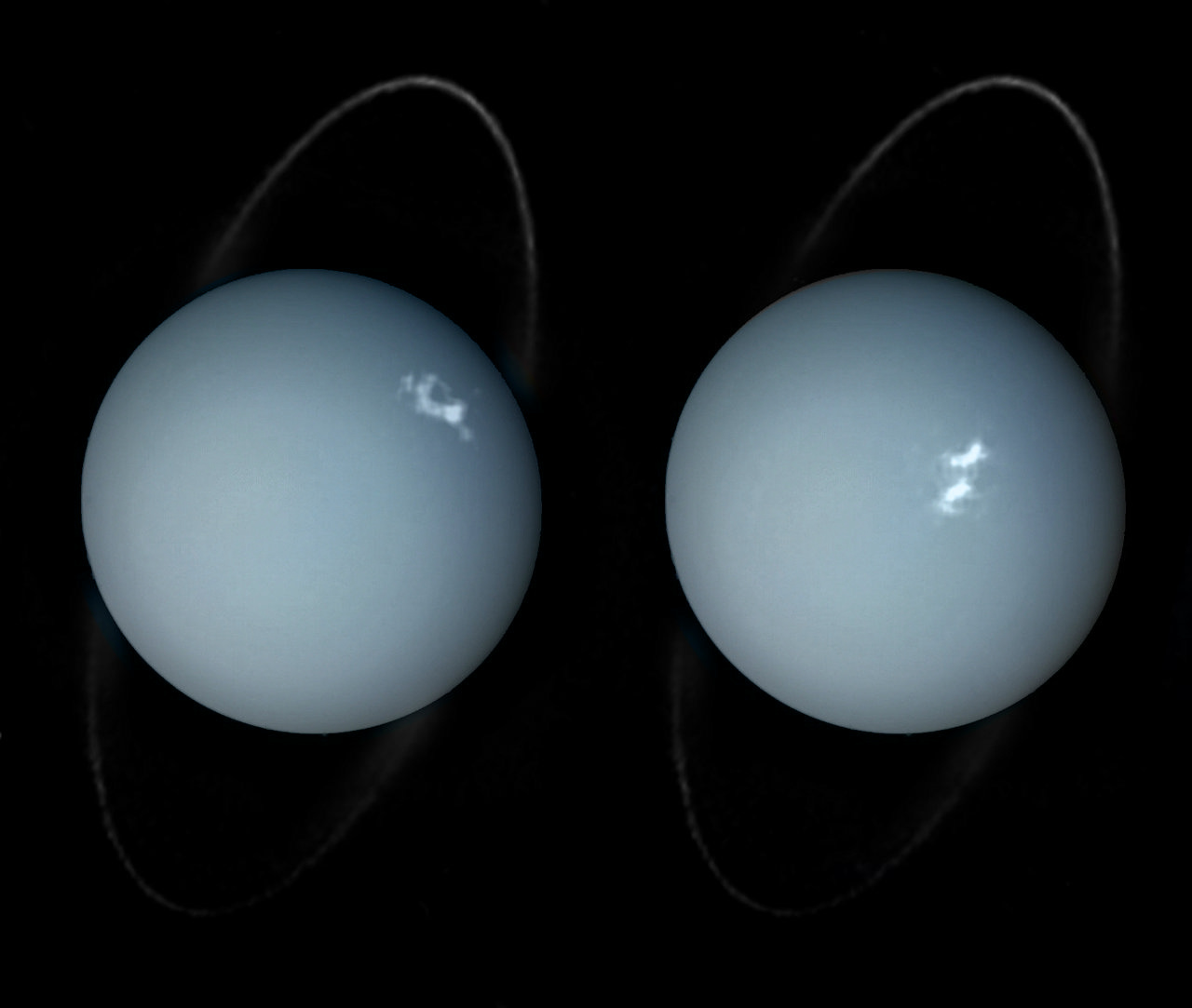 <p><span>A study published in 2022 suggested that extra methane in Uranus' atmosphere was the likely driver behind the planet’s lighter and hazier blue color. Unfortunately, that has left the world with a dull impression of the planet. </span></p> <p>Photo Credit: Wiki Commons By ESA/Hubble & NASA, L. Lam, CC BY 4.0</p>