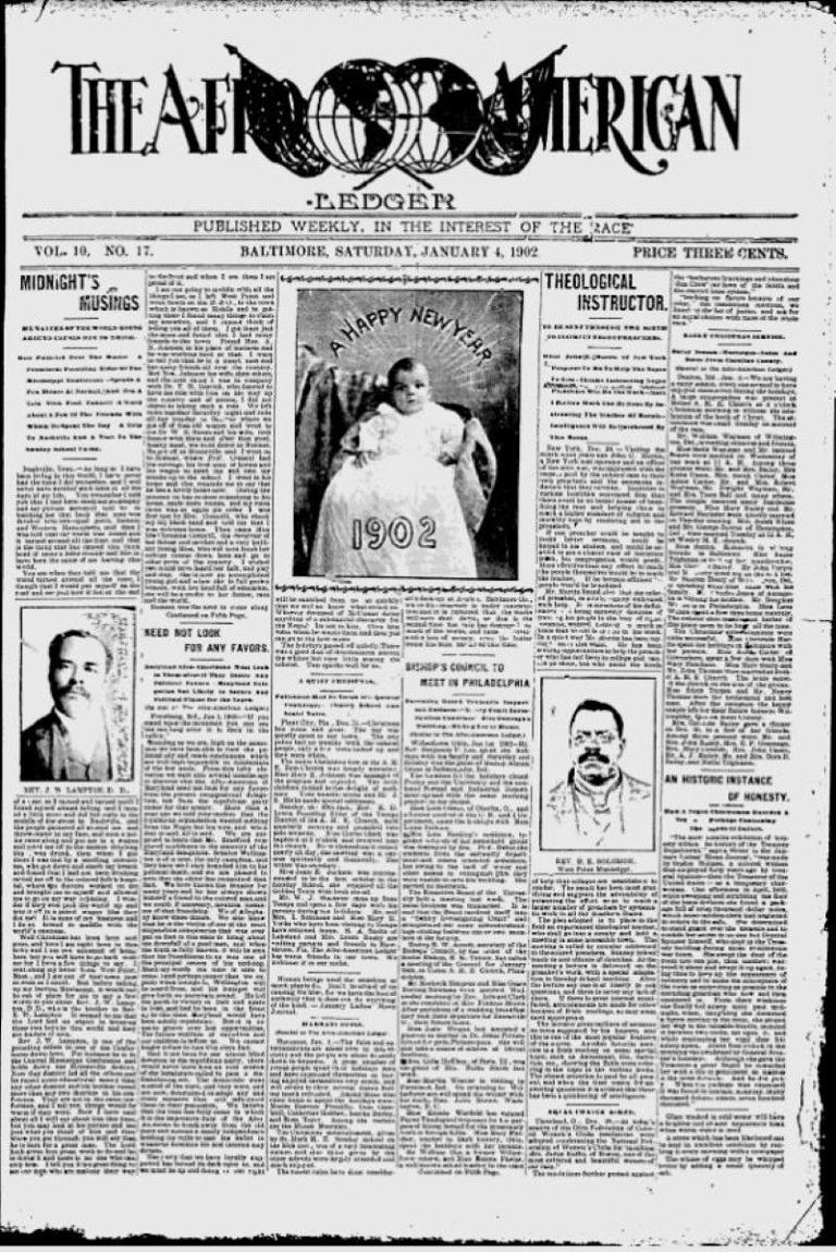 The front page of the Afro-American from January 4, 1902.