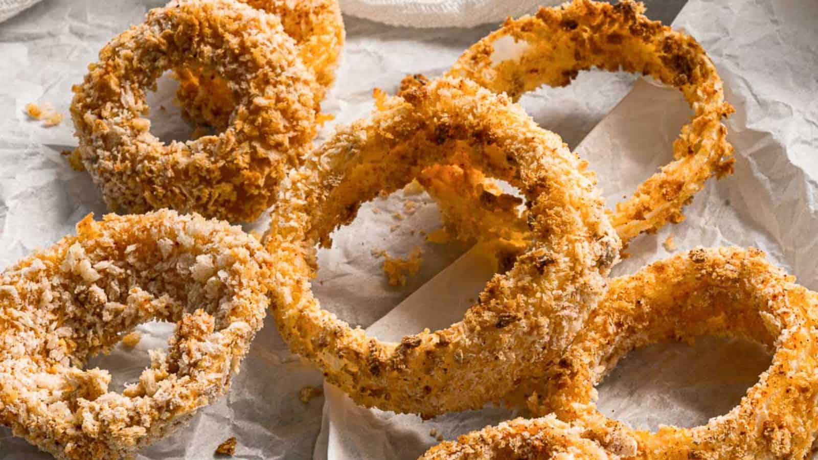 <p>Enjoy the crunch without the grease with these air fryer onion rings. They’re a healthier, guilt-free snack perfect for munching on while watching the game. Crispy on the outside and tender on the inside, these onion rings are a total crowd-pleaser. They will surely be a hit from the first kickoff to the final whistle.<br><strong>Get the Recipe: </strong><a href="https://twocityvegans.com/vegan-air-fryer-onion-rings-recipe/?utm_source=msn&utm_medium=page&utm_campaign=msn" rel="noopener">Air Fryer Onion Rings</a></p>
