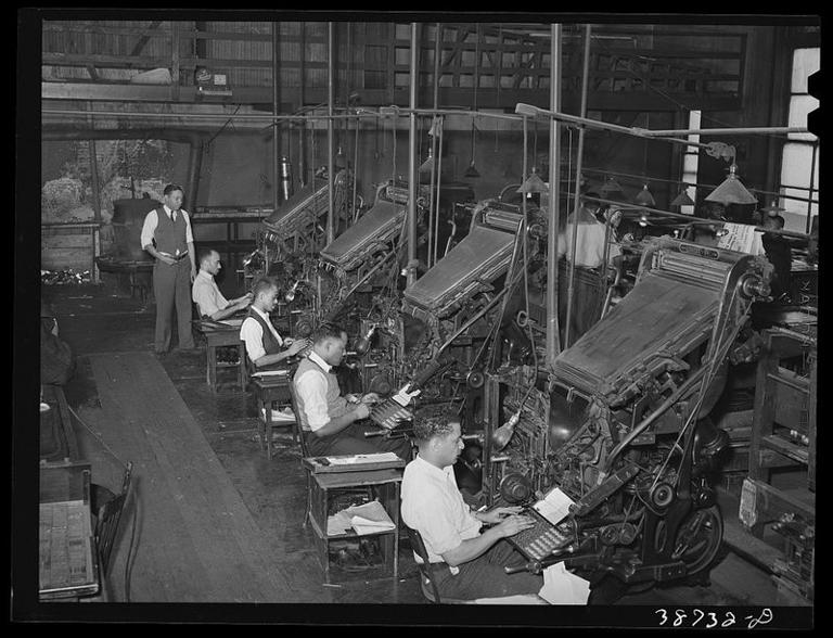 Linotype operators of the Chicago Defender in 1941.