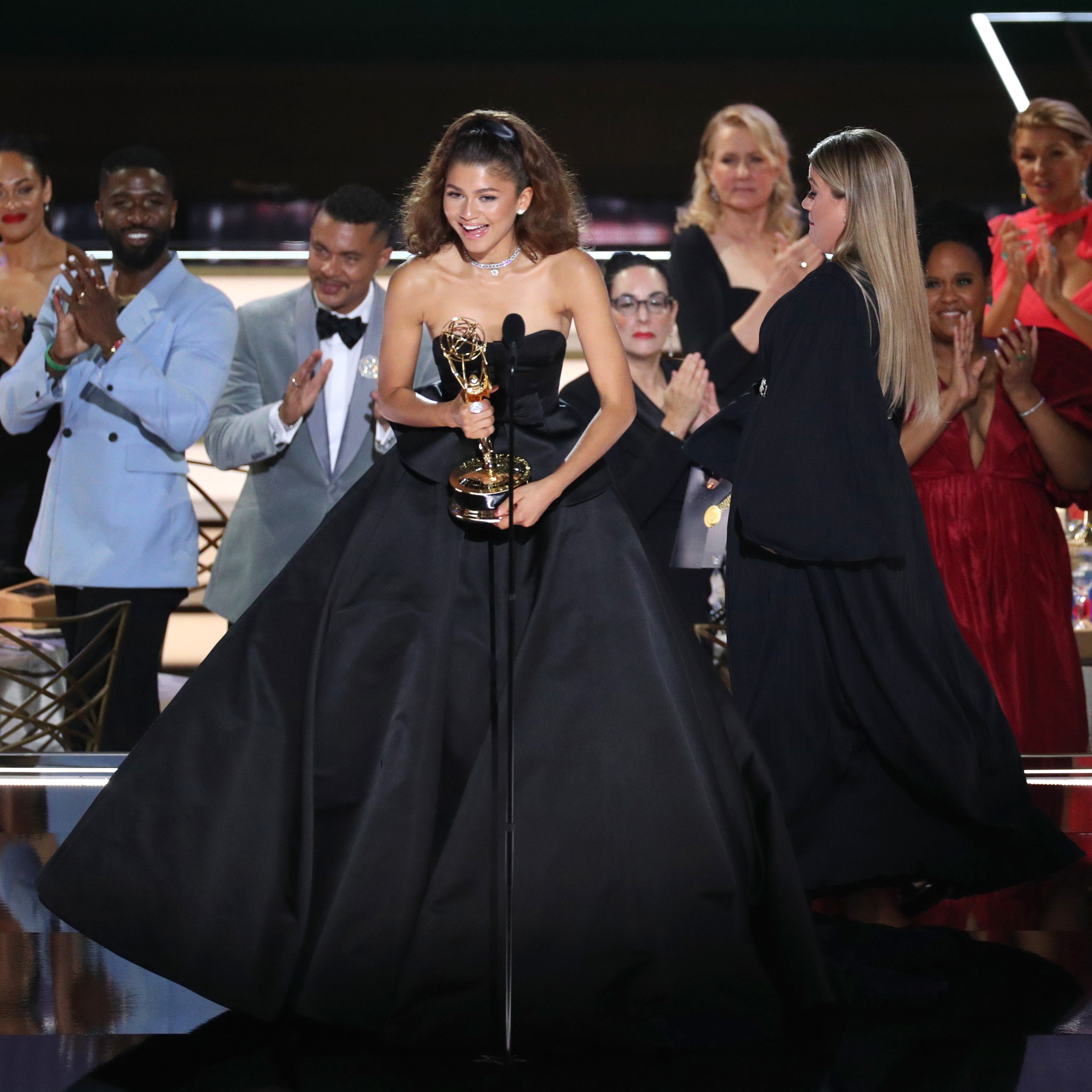 <p>At the <a href="https://www.wonderwall.com/awards-events/fashion-hits-and-misses-from-the-2022-primetime-emmys-649872.gallery?photoId=650015">2022 Emmy Awards</a>, <a href="https://www.wonderwall.com/celebrity/profiles/overview/zendaya-1555.article">Zendaya</a> took home <a href="https://www.wonderwall.com/awards-events/emmys/emmys-2022-most-talked-about-moments-trending-water-cooler-highlights-speeches-winners-trends649893.gallery?photoId=650499">the prize for outstanding lead actress in a drama series</a> for her work on "Euphoria," making her, at 26, the youngest two-time acting winner in Emmy history (<a href="https://www.wonderwall.com/awards-events/emmys/whats-buzzing-at-the-2020-primetime-emmy-awards-moments-had-everyone-talking-trending-stories-385136.gallery?photoId=385440">she won the same award in 2020</a>) and the first Black woman to twice win the Emmy for best lead actress in a drama series! </p>