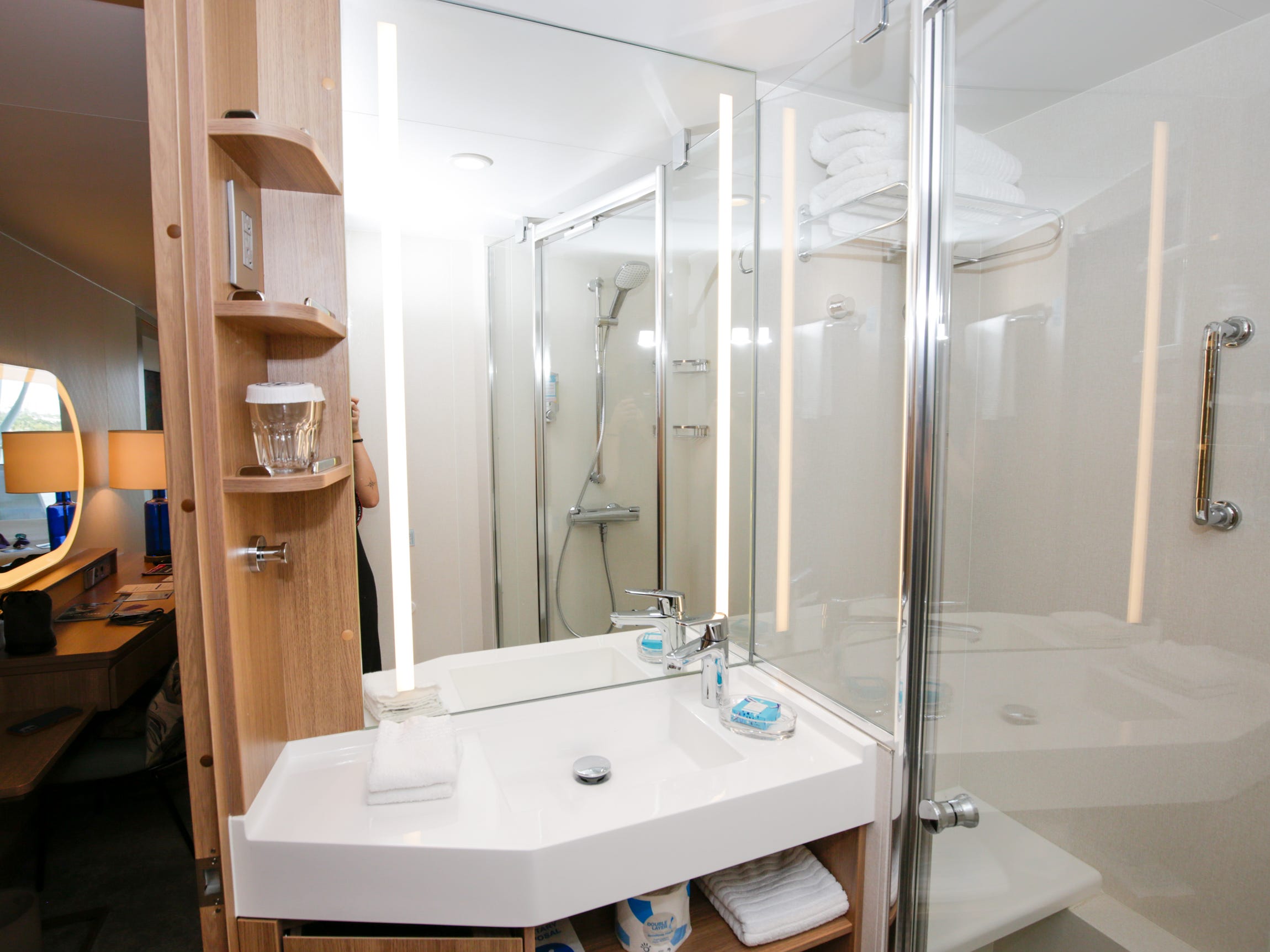 <p>But imagine paying hundreds of dollars a night, per person, just to get towels that shed, two-in-one body wash and shampoo, and no conditioner.</p><p>(Guests in the <a href="https://www.businessinsider.com/royal-caribbean-icon-of-the-seas-most-expensive-cabin-photo-2024-1">$100,000-a-week Ultimate Family Townhouse</a> get high-end Malin and Goetz toiletries!)</p>