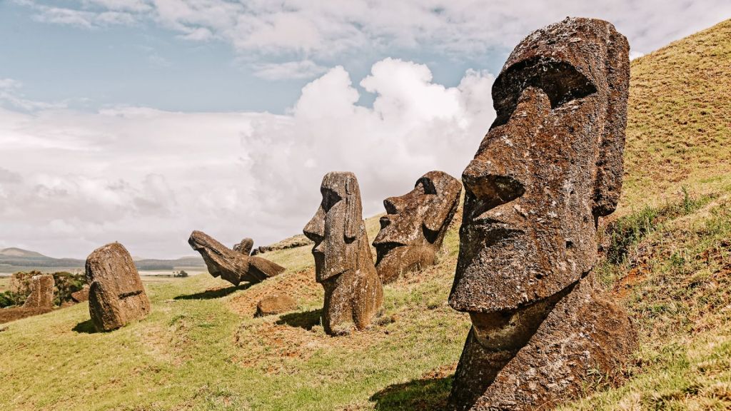<p>Easter Island, or Rapa Nui National Park, is a Chilean territory famed for its moai. These are angular, human-like stone statues with oversized heads. The island is around 2,300 miles off Chile’s coast and is the world’s remotest populated island. </p><p class="has-text-align-center has-medium-font-size">Read also: <a href="https://worldwildschooling.com/exotic-beaches/">Exotic Beaches for Your Bucket List</a></p>