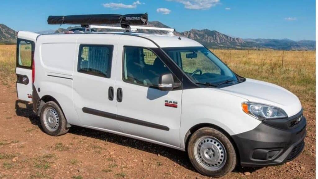 <p>The <a href="https://www.thewaywardhome.com/promaster-city-camper/">Promaster City</a> small campervan for sale was introduced in 2015 and prides itself on being efficient with a highway fuel economy of 28 miles per gallon. </p><p>This little van packs a cargo capacity of 131.7 cubic feet, and a nice-sized cargo area width of 48.4 inches between the wheel wells. This van comes in second for cargo space behind the Mercedes Metris.</p><p>The Promaster City drives with a 2.4-liter, 4-cylinder engine and can be loaded down to 1,886 pounds. It also has a nine-speed automatic transmission. Owners love how reliable and long-lasting the engine is.</p>
