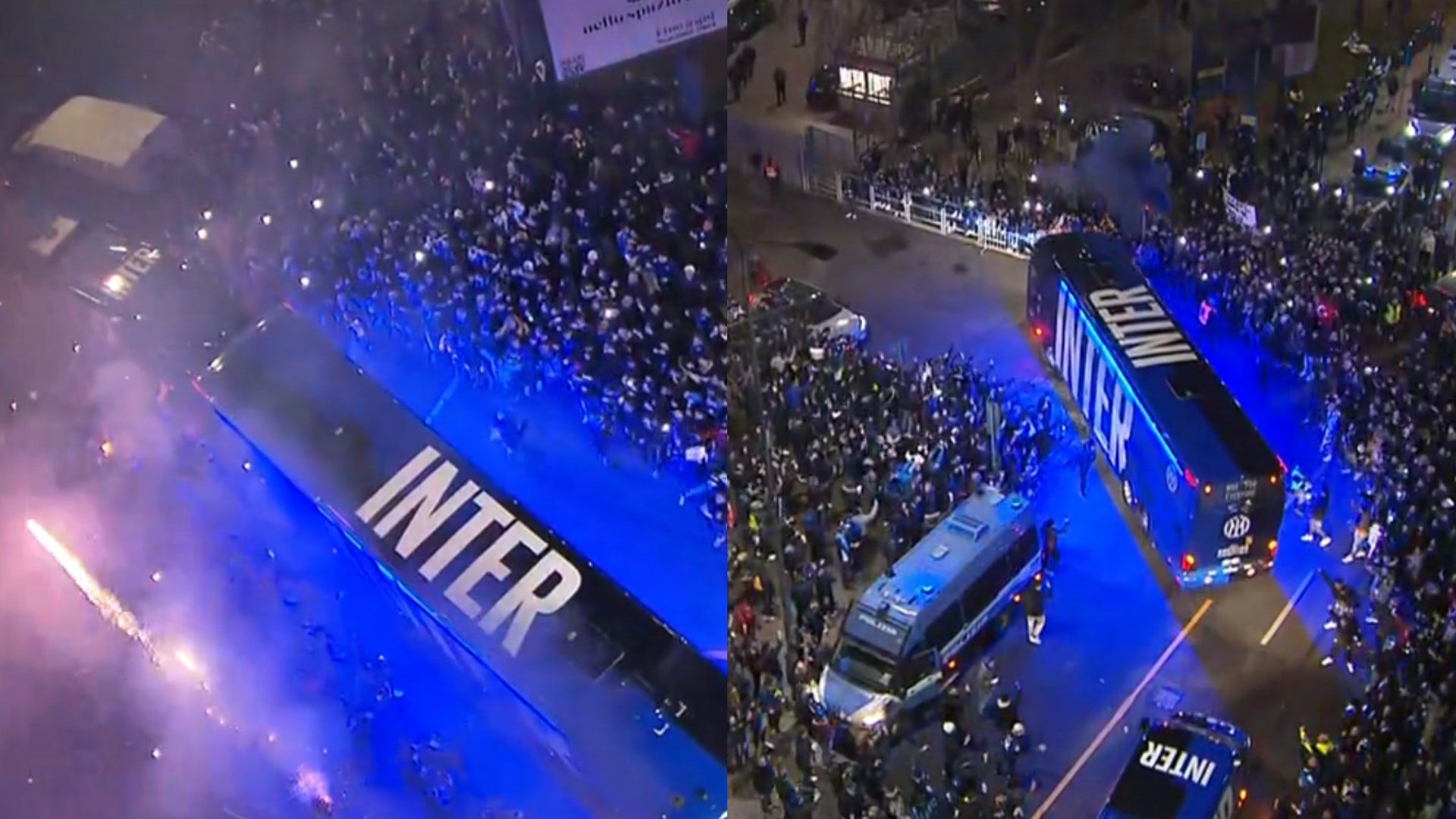 Inter-Juventus, Fuochi D'artificio Per L'arrivo Del Pullman Nerazzurro ...