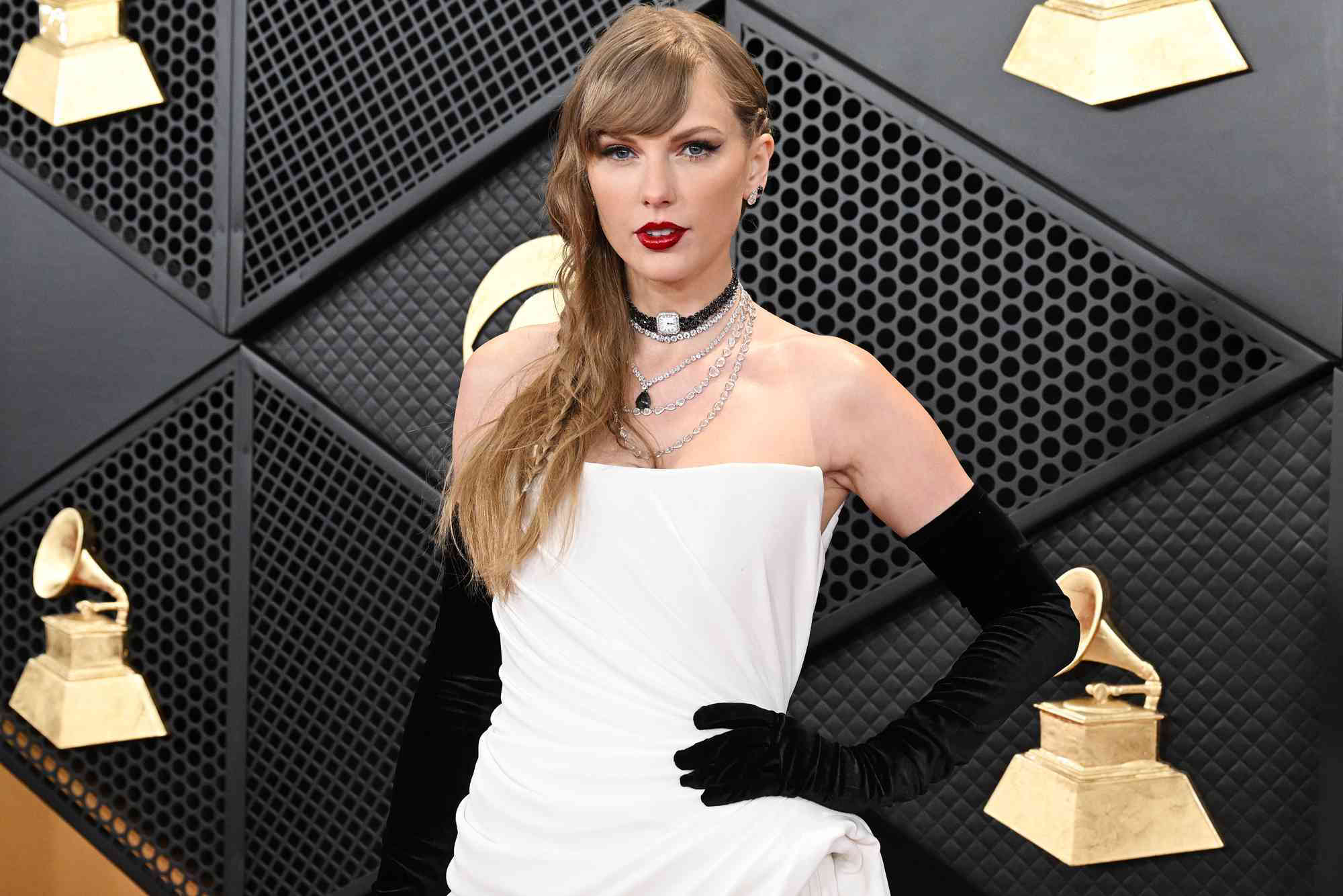 Taylor Swift Wears Watch Choker, Opera Gloves in 2024 Grammys Look Full