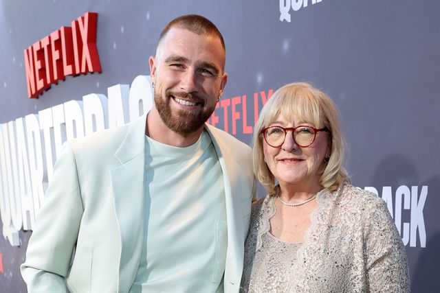 Randy Shropshire/Getty Travis Kelce and Donna Kelce attend the Netflix Premiere of "Quarterback"