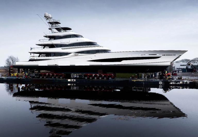 A picture shows the side profile of the superyacht. The price is confidential, but it will be perfect for someone who likes luxury as well as sports fishing.
