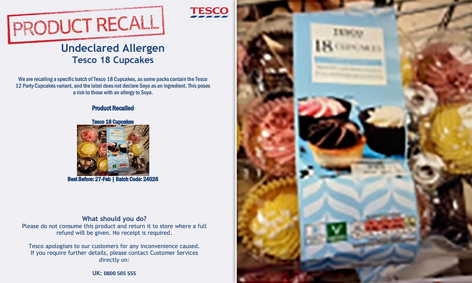 Warning As Tesco Issues Urgent Recall Notice Over Cupcakes Amid ...