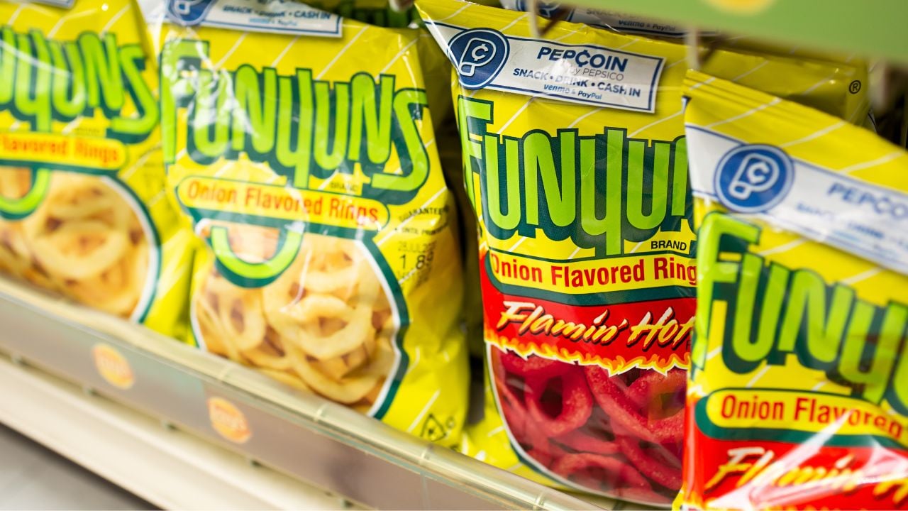 <p>When fast food onion rings don’t hit the spot, stop by a gas station for a bag of onion-ring-shaped cornmeal chips. Funyuns’ flavor introduces a salty, zesty smack with each bite.</p>