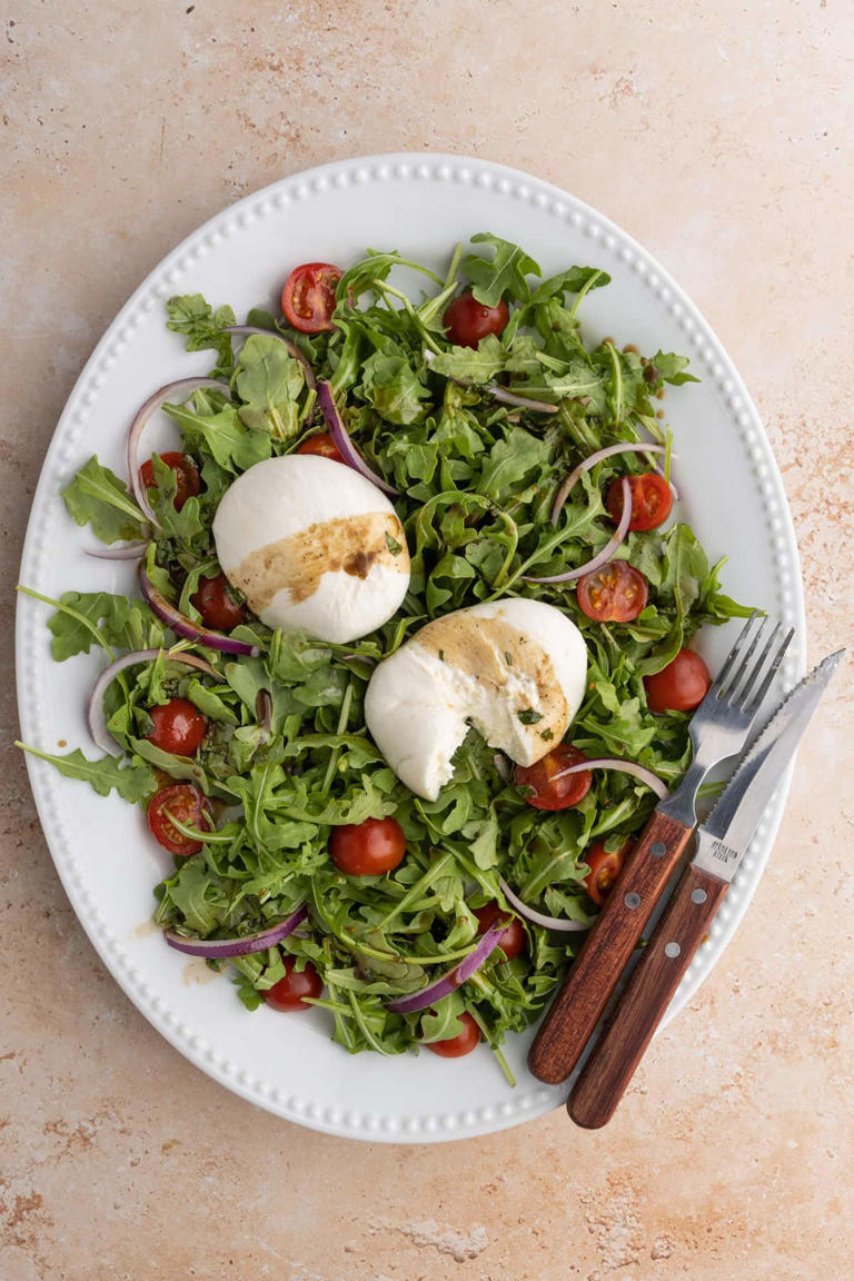 Arugula Burrata Salad with Basil Balsamic