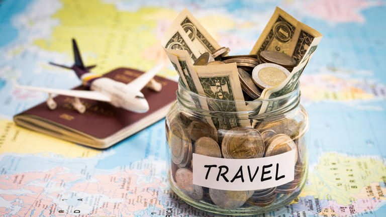 Travel savings, budget, money.