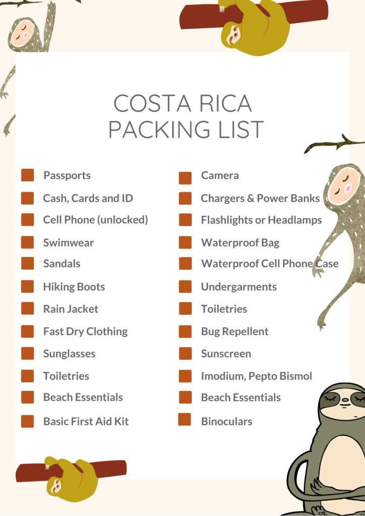Download our printable Costa Rica packing list in PDF format below!
