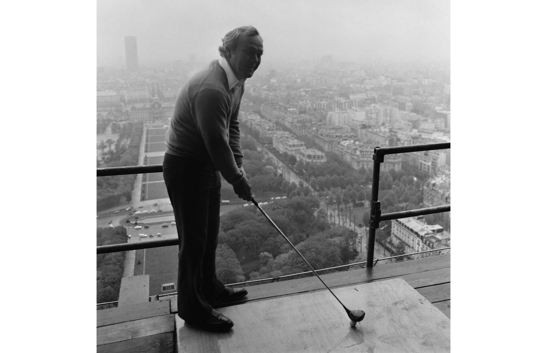 <p>Well, if you’re world-famous golfer, Arnold Palmer, that is. He drove a golf ball from a specially constructed ‘driving range’ on the second level of the Eiffel Tower in November 1977 to help promote the Trophee Lancome golf tournament that was about to begin. </p>