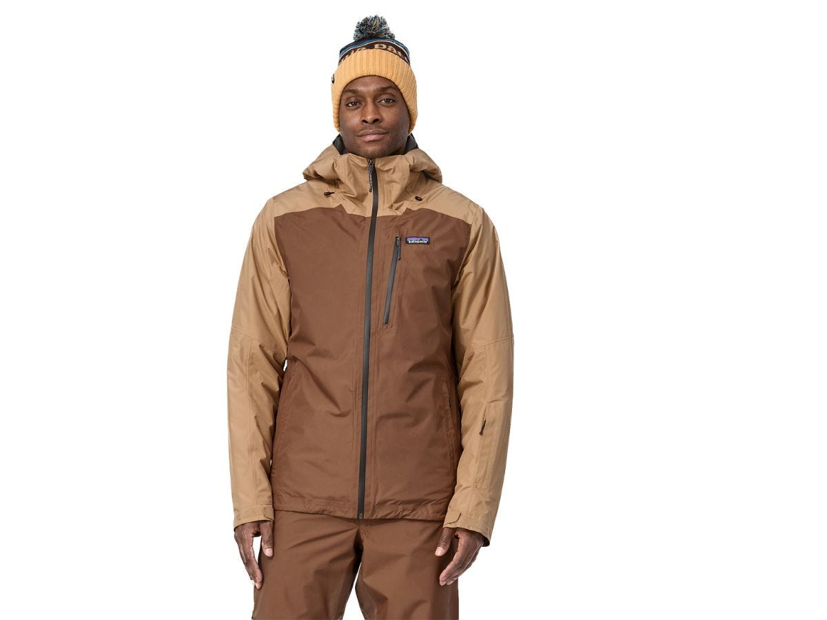 <div class="bi-product-card"><div class="product-card-options"><div class="product-card-option"><div class="product-card-button"><a href="https://www.patagonia.com/product/mens-insulated-powder-town-ski-snowboard-jacket/31195.html"><span>$278.99 FROM PATAGONIA</span></a></div><div class="product-card-deal">Originally $399.00 | Save 30%</div></div></div></div><p><strong>Size range: </strong>XS-XXL</p><p>The Patagonia Insulated Powder Jacket provides insulation from a signature blend of 100% recycled polyester — great for skiing trips and snowy mountains — and waterproof protection from its two-layer shell. The hood is designed to fit over helmets (or beanies), another feature that makes this the perfect companion for cold-weather adventures.</p><p>One of the more unique features we've seen is its zippered armpits; when your body heats up, simply unzip them for maximum breathability. This jacket has articulated arms for better mobility and useful features like a "pass pocket" for ski lifts.</p><p>Perhaps best of all, this jacket is made in a Fair Trade Certified factory and Patagonia is a part of the 1% for the Planet program that donates one percent of sales to environmental groups.</p>