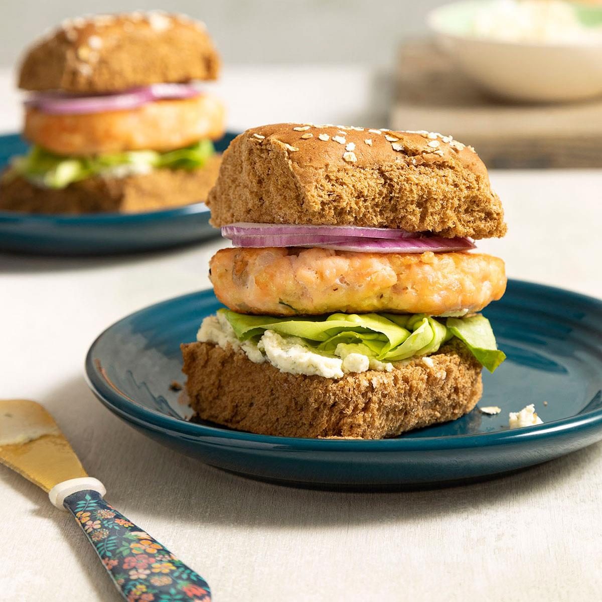 <p>The fresh flavors of the salmon and herbs are just unbeatable. I serve these as full-size burgers on kaiser rolls, too. —Margee Berry, White Salmon, Washington</p> <div class="listicle-page__buttons"> <div class="listicle-page__cta-button"><a href='https://www.tasteofhome.com/recipes/garlic-herb-salmon-sliders/'>Go to Recipe</a></div> </div>