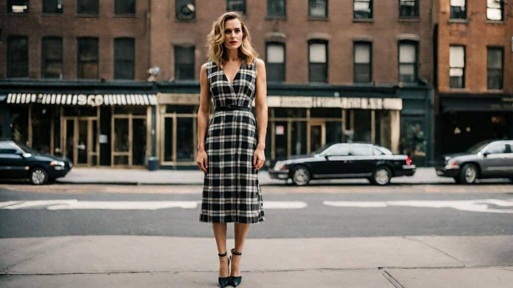 <p><a href="https://blog.petitedressing.com/plaid-pants-outfits/" title="">Plaid</a> patterns have always been beautiful, and that makes it a top interview outfit for women.</p><p>This checkered pattern on the midi dress adds that lovely flair that shows off your unique fashion sense.</p><p>The black heels on this ensemble bring that necessary touch of sophistication, so everything works just right on your body frame.</p><p>Also another beautiful thing about this interview outfit is that it works for almost every body type. So, it flows seamlessly with your silhouette to create a curvier and classy outlook.</p>