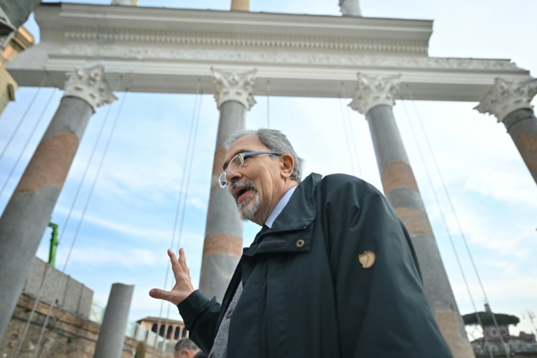 rome restores towering colonnade of trajan's basilica