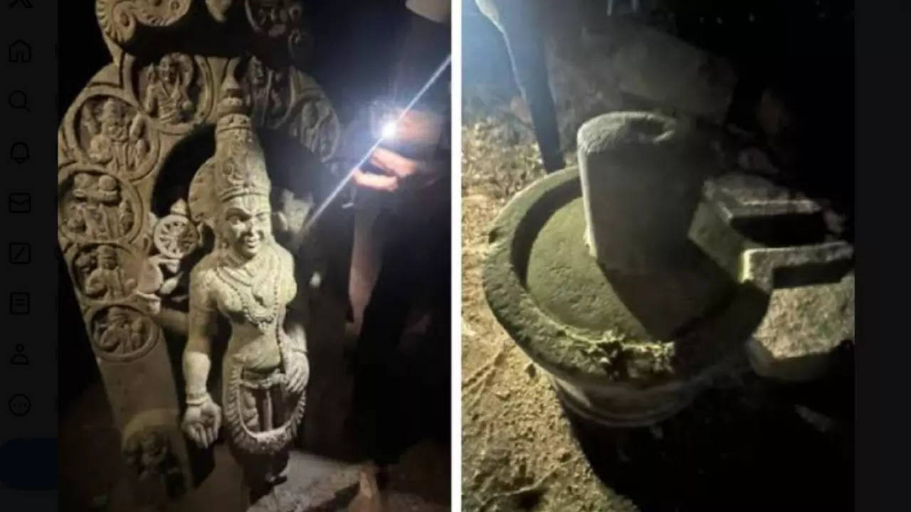 centuries-old vishnu idol, shivling unearthed during bridge construction in karnataka