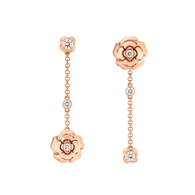 Chanel Fine Jewelry, Extrait de Camelia transformable earrings ($8,100), 800-550-0005