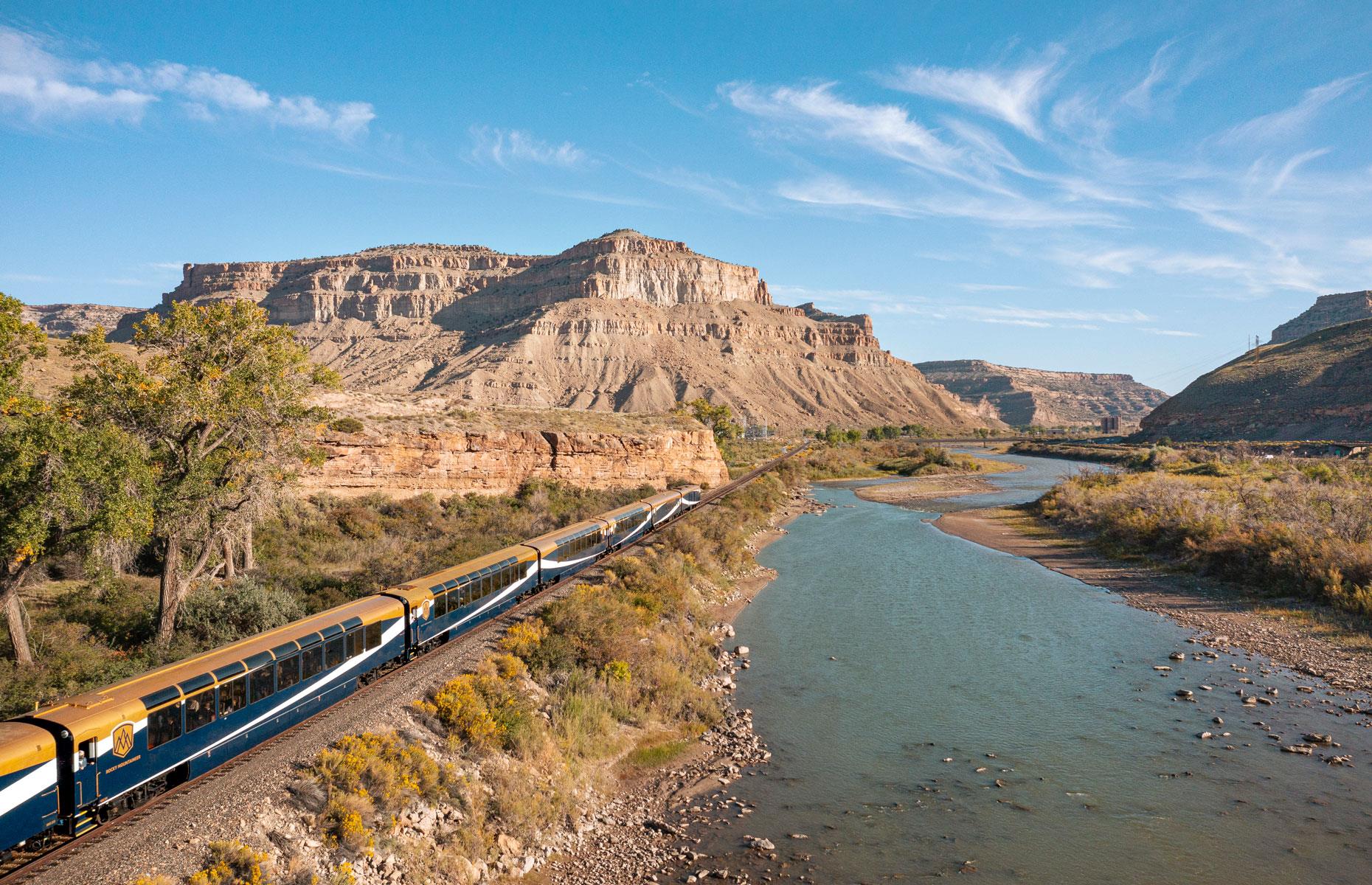 <p>Rocky Mountaineer’s <a href="https://www.rockymountaineer.com/train-routes/rockies-red-rocks">Rockies to the Red Rocks rail route</a> runs between Denver, Colorado and Moab, Utah. The scenic train journey in the USA’s southwest has a length of 354 miles and takes a day and a half to complete, including an overnight stay in pretty resort town Glenwood Springs. As the route name suggests, the geology of the region is one of its star attractions, with the Rocky Mountains, rugged canyons, russet-colored rocks and swathes of desert visible from the train’s panoramic windows.</p>  <p><strong>Click through the gallery to discover some of the standout experiences from Rocky Mountaineer's epic Rockies to the Red Rocks train trip...</strong></p>
