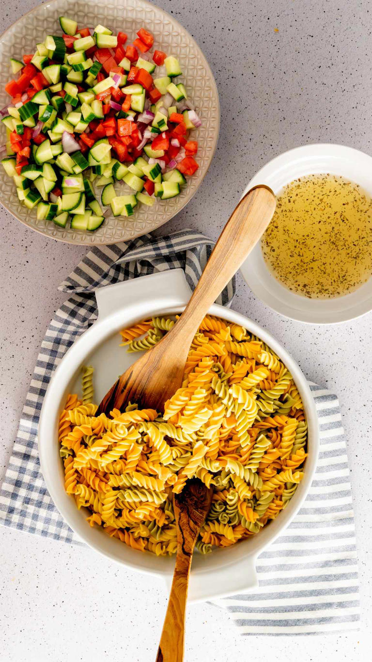 Oil and Vinegar Pasta Salad Recipe with Rotini