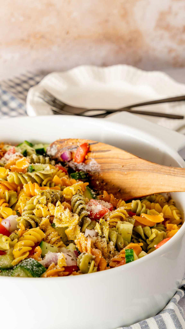 Oil and Vinegar Pasta Salad Recipe with Rotini