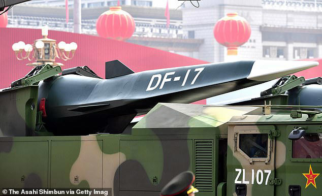 China has designed these weapons to destroy aircraft carriers, such as Britain's flagship vessels HMS Queen Elizabeth and HMS Prince of Wales, over a range of up to 5,000 miles. The missle was seen during a military parade to celebrate the 70th Anniversary of the founding of the People's Republic of China in 1949, at Tiananmen Square on October 1, 2019 in Beijing