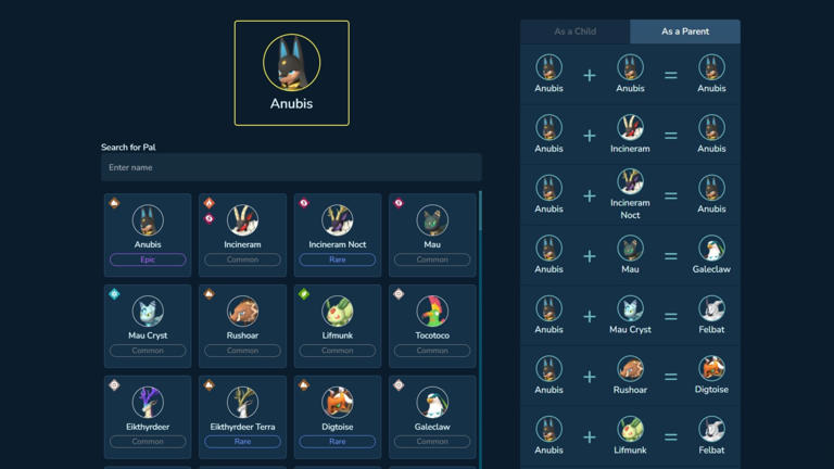 Palworld breeding combos calculator: Chart of every combination