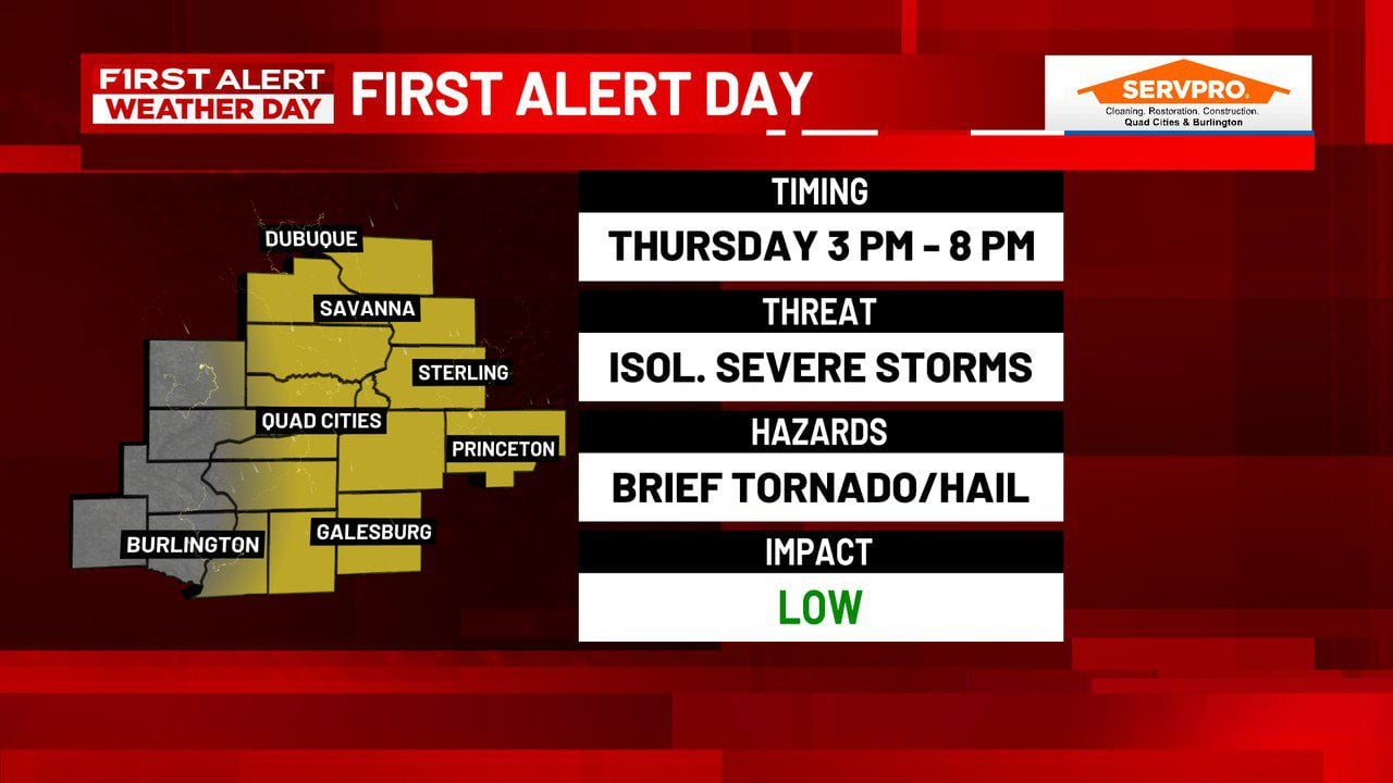 FIRST ALERT DAY: Isolated Severe Storms Possible Thursday Afternoon