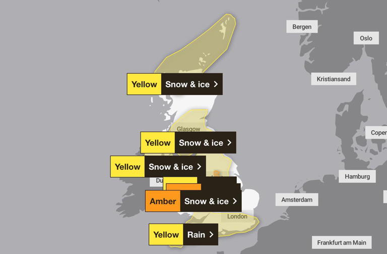 UK Weather Where is snow expected to fall today and when can parts of