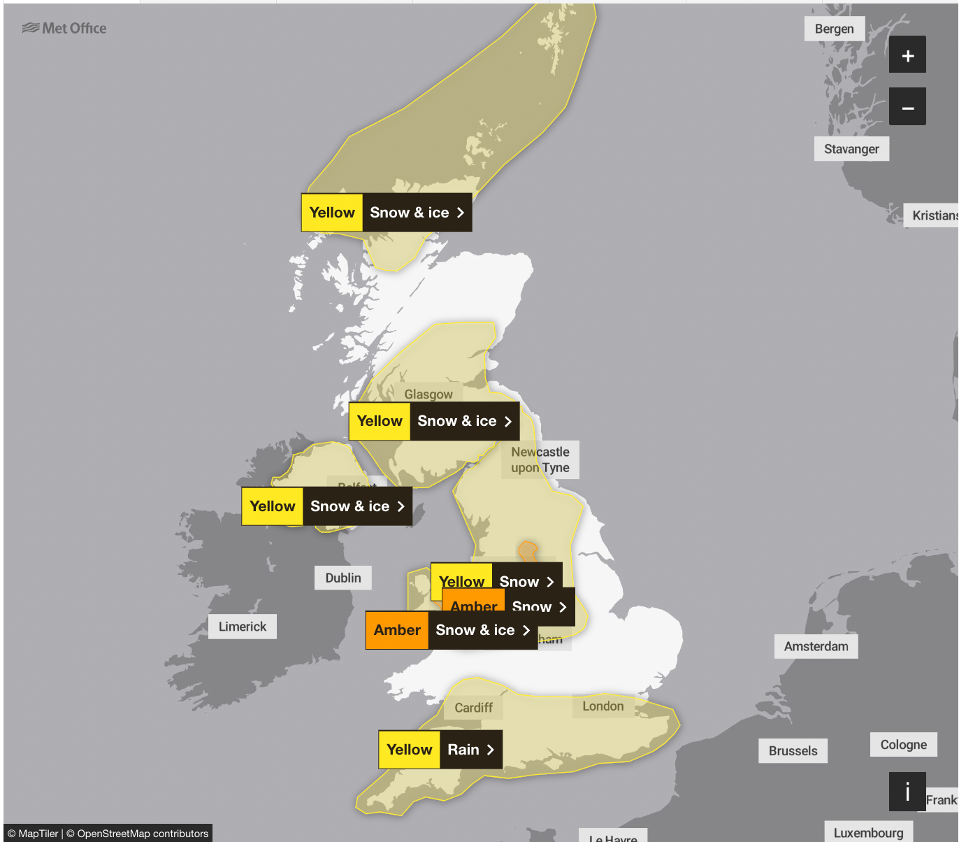 snow mapped: where will wintry showers hit uk this week as temperatures to plunge to -10c