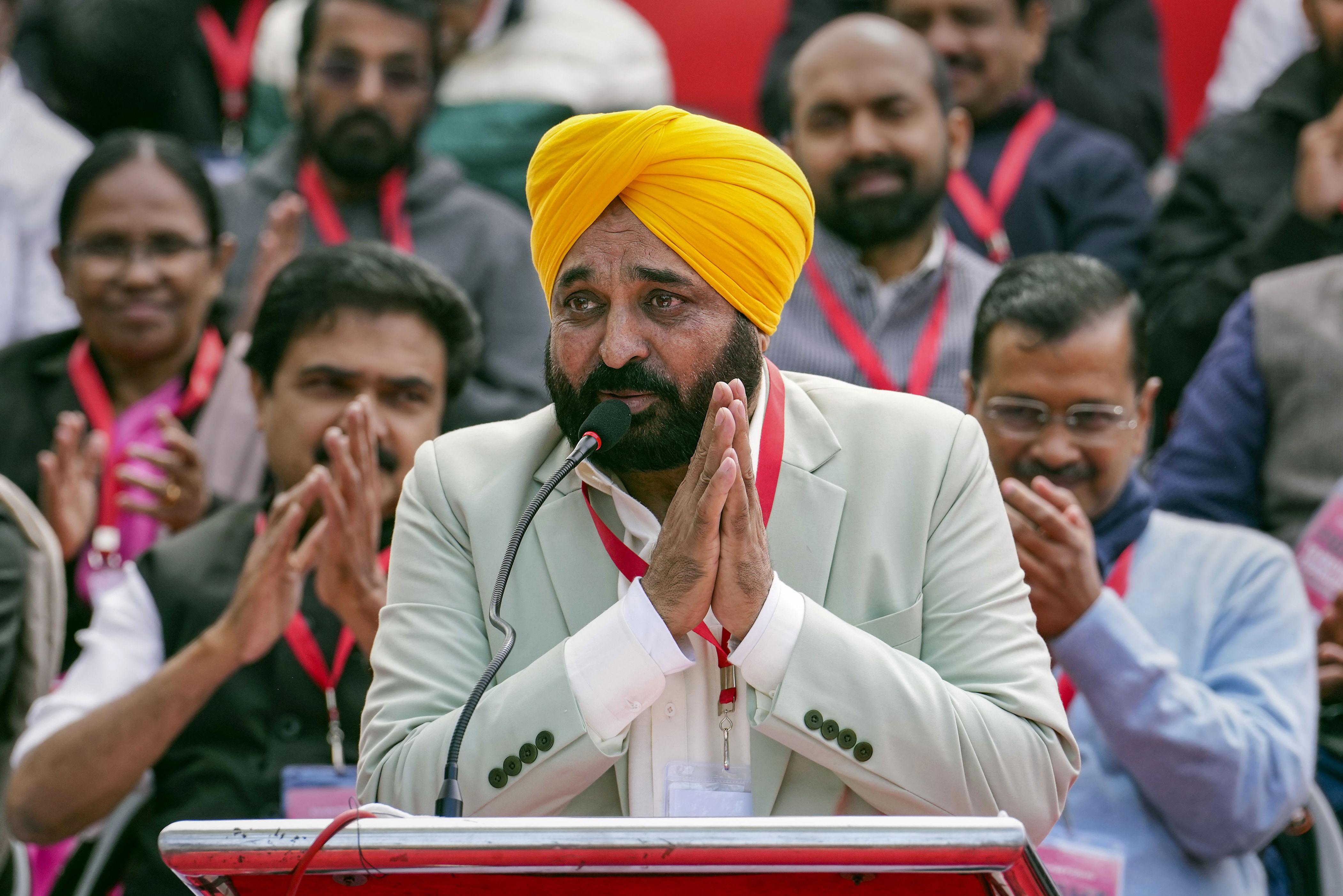 only those elected will rule in democracy: bhagwant mann at ldf protest