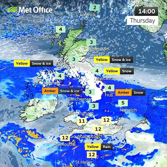 UK weather map shows where snow will hit Midlands, northern England and ...