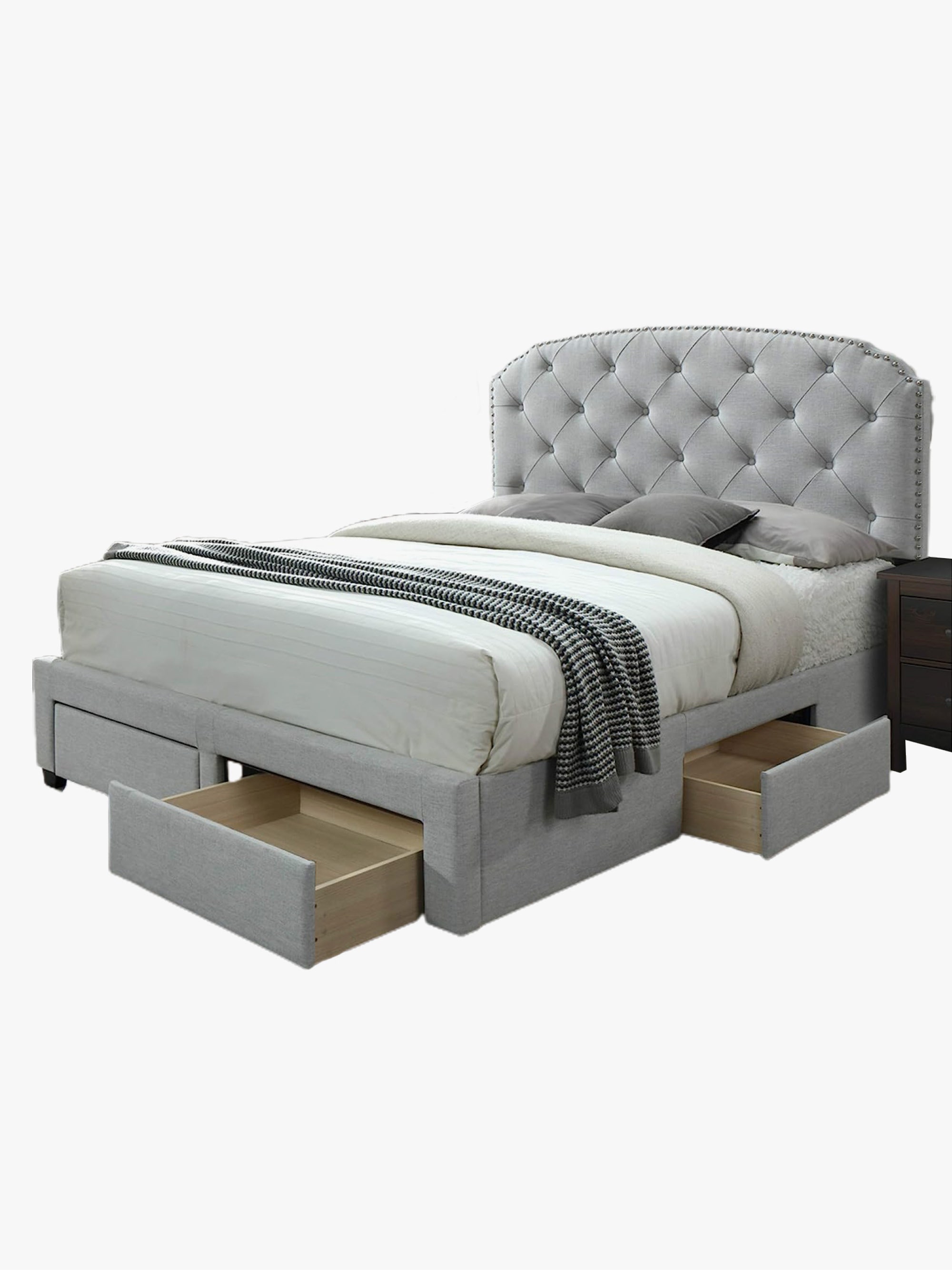 <p>A button-tufted headboard with a nailhead trim gives this best-selling storage bed an extra dose of texture. Four built-in storage drawers offer up a mighty amount of space without weighing down the style of this fabric-covered bed. Top it with a supportive <a href="https://www.architecturaldigest.com/story/best-mattress-brands?mbid=synd_msn_rss&utm_source=msn&utm_medium=syndication">mattress</a>, fluffy <a href="https://www.architecturaldigest.com/story/best-bed-pillows?mbid=synd_msn_rss&utm_source=msn&utm_medium=syndication">pillow</a>, and one of the <a href="https://www.architecturaldigest.com/story/best-comforters?mbid=synd_msn_rss&utm_source=msn&utm_medium=syndication">best comforters</a> to create the sleep setup of your dreams.</p> <ul> <li><strong>Sizes available:</strong> Twin, full, queen, king</li> <li><strong>Colors available:</strong> Platinum, beige, blue, charcoal</li> <li><strong>Storage type:</strong> Four underbed, pullout storage drawers</li> <li><strong>Materials:</strong> Solid wood</li> <li><strong>Weight capacity:</strong> 500 pounds</li> </ul> $270, Amazon. <a href="https://www.amazon.com/DG-Casa-Upholstered-Nailhead-Headboard/dp/B07F5P281F">Get it now!</a><p>Sign up for our newsletter to get the latest in design, decorating, celebrity style, shopping, and more.</p><a href="https://www.architecturaldigest.com/newsletter/subscribe?sourceCode=msnsend">Sign Up Now</a>