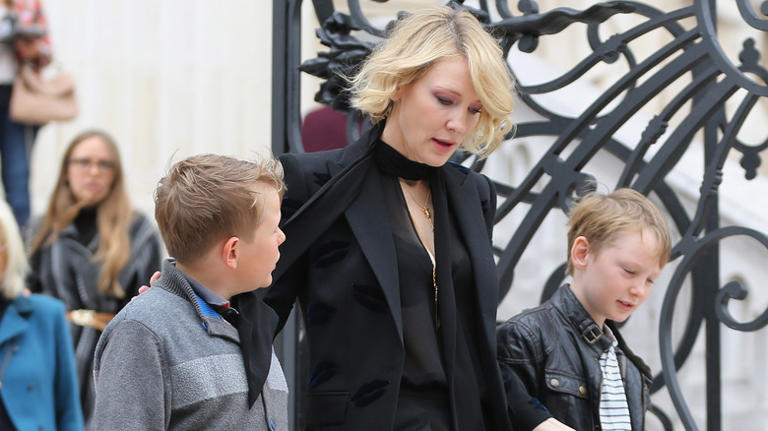 Cate Blanchett walking with sons