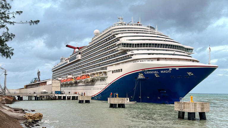 The Carnival Magic is seen docked in Ocho Rios, Jamaica during day three of the ShipRocked cruise on Tuesday, Feb. 6, 2024. Amy Harris/Invision/AP