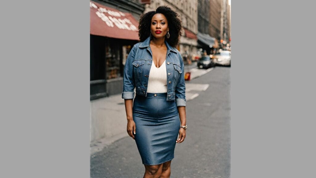 <p>Who says pencil skirts are only reserved for the office?! They are much more versatile than you think and when paired with a structured denim jacket, you’ll be able to express your personality and style through the subtle contrasts these two wardrobe staples offer.</p><p>This gorgeous ensemble offers a stylish solution for those who seek the perfect blend of professionalism and comfort in their attire.</p>