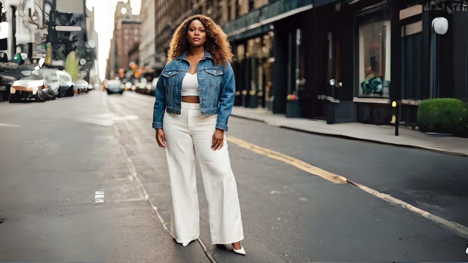 <p>Just look at how chick and dressy this denim jacket and wide-leg pants pairing is! The contrast in shapes and structure is key to this stylish pairing.</p><p>I love how wide-leg pants feature a tailored look, and I know many of you would agree to that too! The pants’ tailored feel complements the laid-back and versatile nature of a denim jacket so this combination creates a well-balanced outfit that is both comfortable and chic. </p>