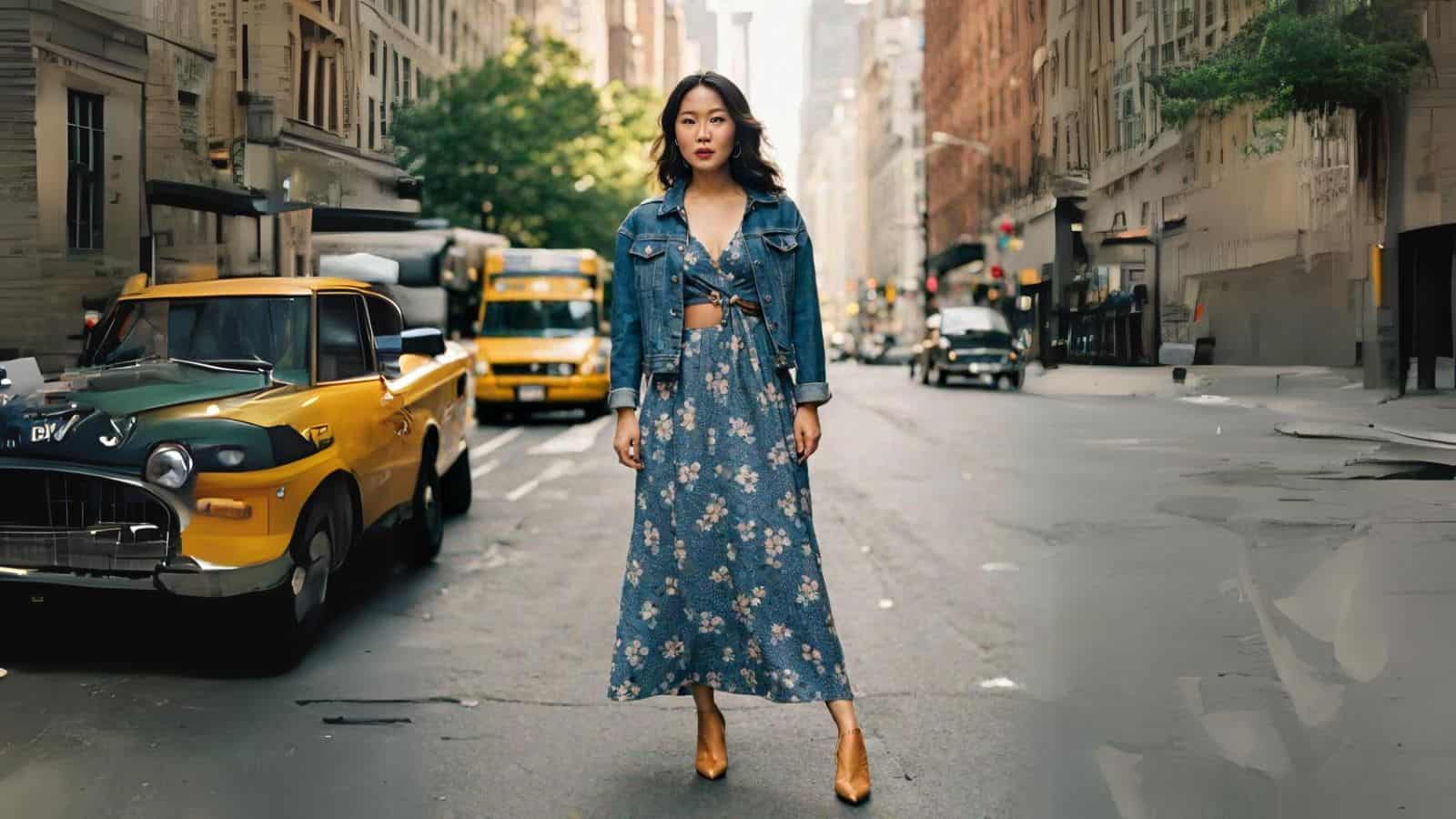 <p>The long length of the maxi dress creates a flattering and uninterrupted visual line that effectively elongates your frame. Wearing a denim jacket over it brings more depth and coordination to your overall look as well!</p><p>And even if you’re wearing a formal maxi dress, the casual vibe of the denim jacket makes it more wearable on more informal occasions.</p>